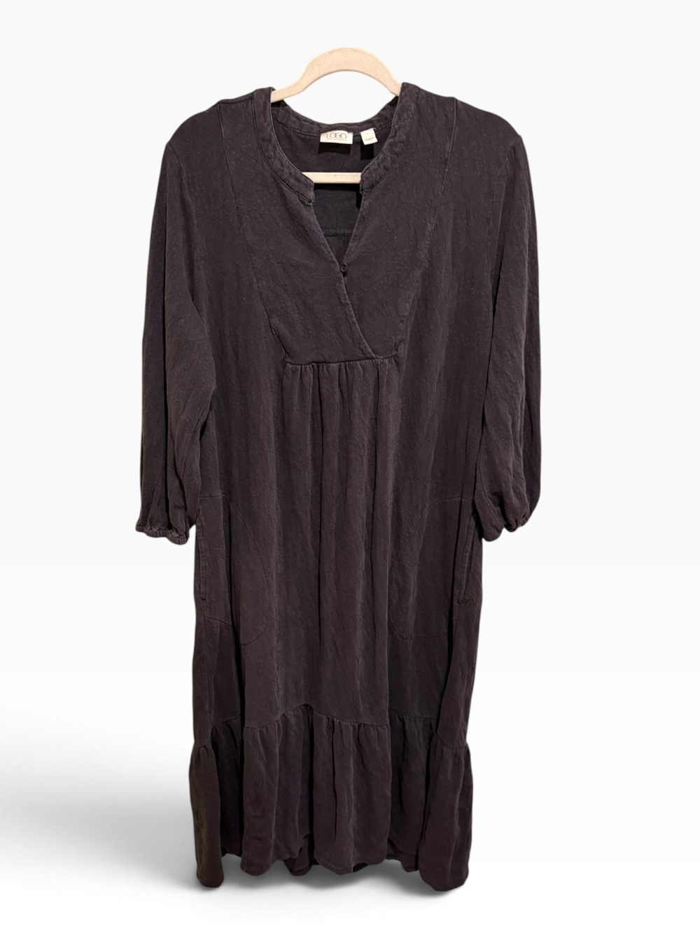 LOGO by Lori Goldstein Black Maxi Dress with Ruffle Hem